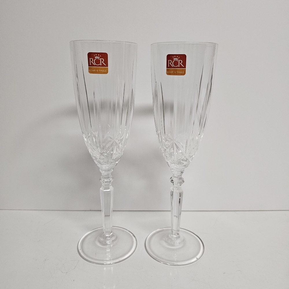 🥂 RCR Crystal Champagne Flutes – Set of 2 – Made in Italy
